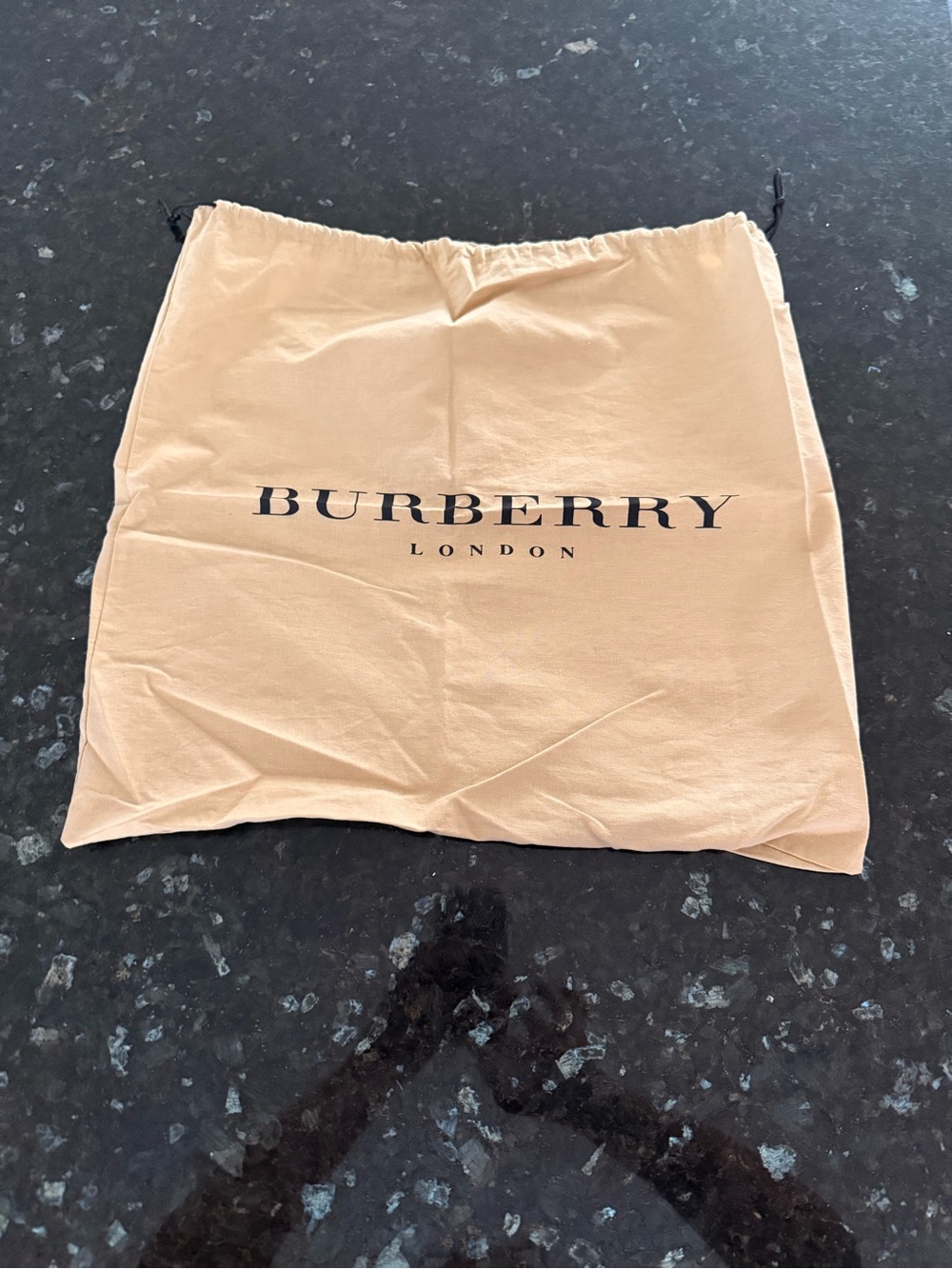 Burberry Beige Drawstring Dust Bag with Black Logo